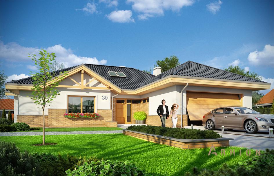 1. Проект одноэтажного дома в европейском стиле с многоскатной кровлей, mp-315, площадью - 299 кв c мансардой, терассой, гаражом, эркером, вторым светом