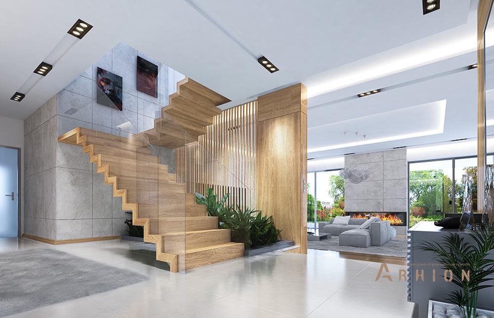 5. Проект двухэтажного дома в стиле Ллойда Райта (прерий) с четырехскатной, mp-320, площадью - 703 кв c терассой, балконом, гаражом