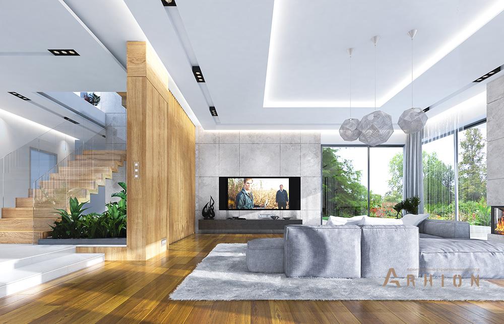 8. Проект двухэтажного дома в стиле Ллойда Райта (прерий) с четырехскатной, mp-320, площадью - 703 кв c терассой, балконом, гаражом