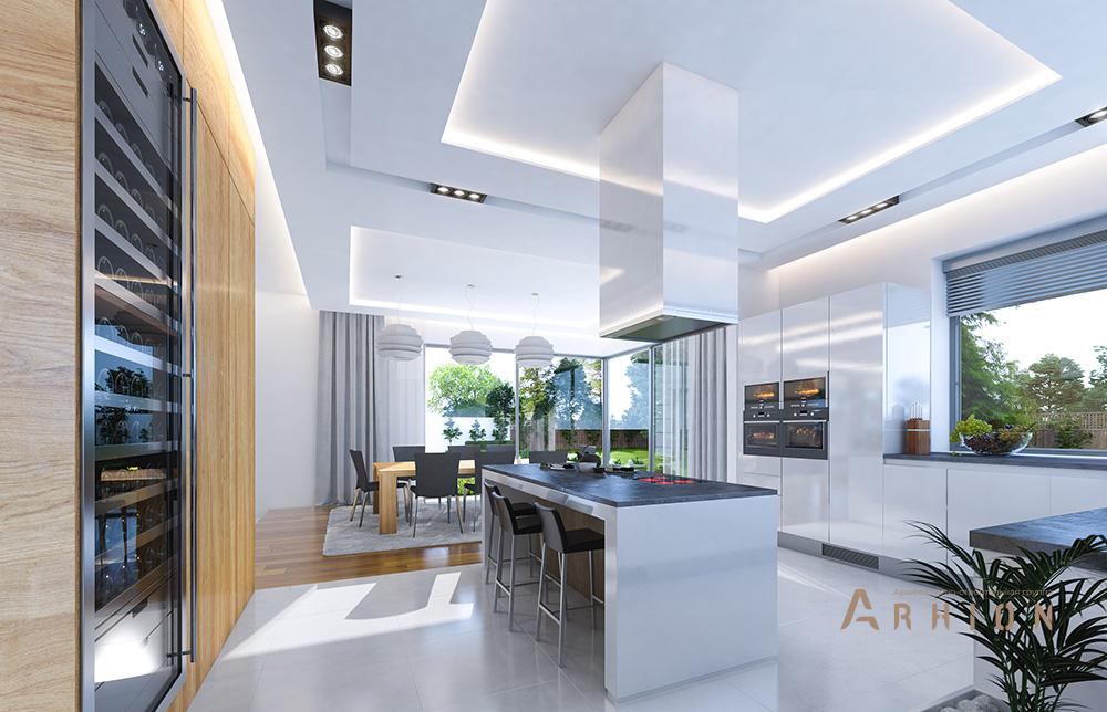 7. Проект двухэтажного дома в стиле Ллойда Райта (прерий) с четырехскатной, mp-320, площадью - 703 кв c терассой, балконом, гаражом