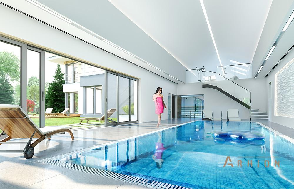 6. Проект двухэтажного дома в стиле Ллойда Райта (прерий) с четырехскатной, mp-320, площадью - 703 кв c терассой, балконом, гаражом