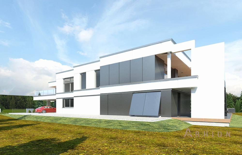 5. Проект двухэтажного дома в стиле хай-тек с четырехскатной, mp-321, площадью - 1200 кв c сауной, терассой, балконом, гаражом