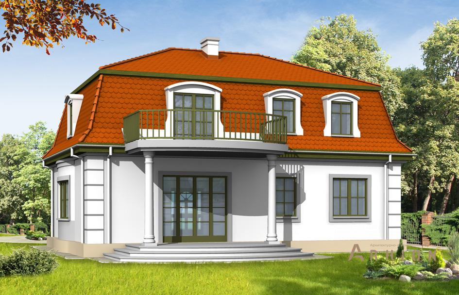 2. Проект одноэтажного дома в прованском стиле с плоской кровлей , mp-322, площадью - 184 кв c мансардой, терассой, эркером