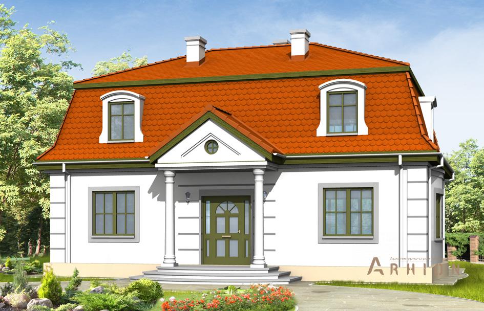 1. Проект одноэтажного дома в прованском стиле с плоской кровлей , mp-322, площадью - 184 кв c мансардой, терассой, эркером