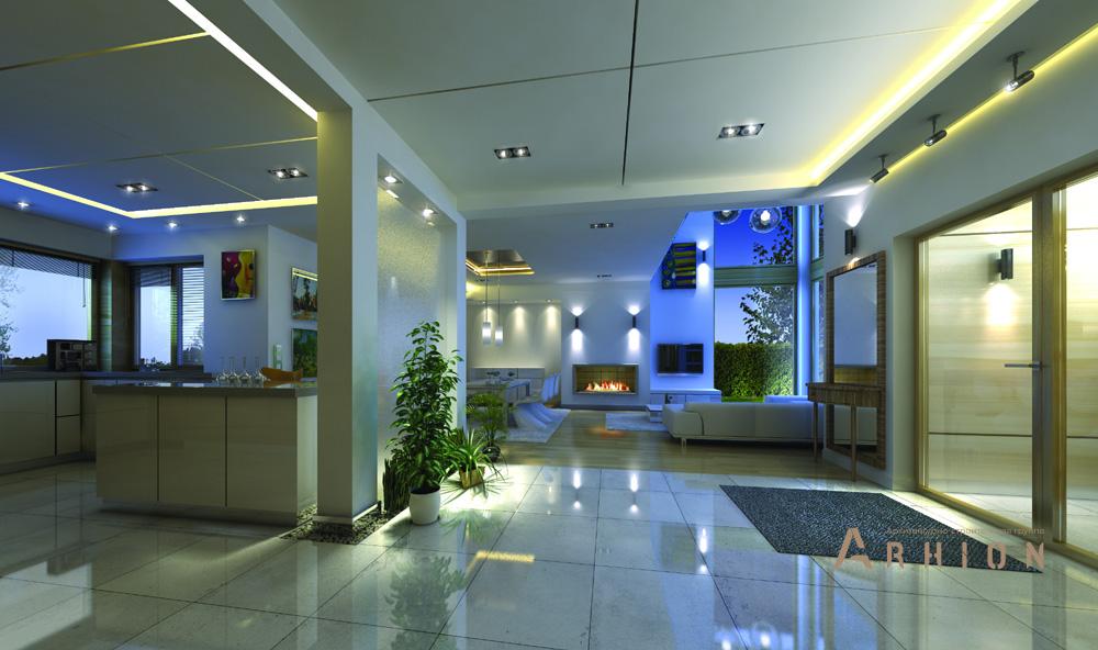 4. Проект двухэтажного дома в современном стиле с многоскатной кровлей, mp-323, площадью - 364 кв c цокольным этажом, терассой, гаражом, вторым светом