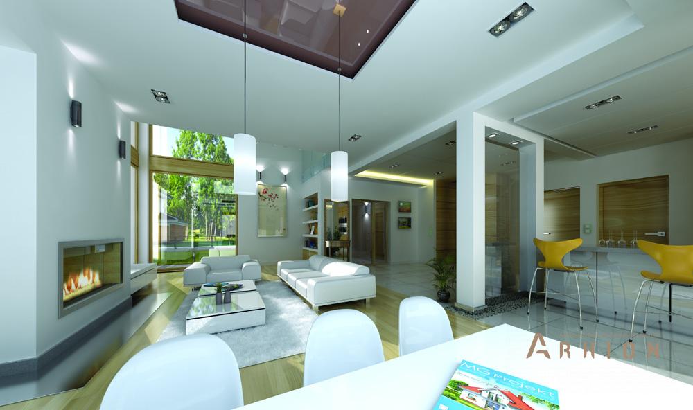 5. Проект двухэтажного дома в современном стиле с многоскатной кровлей, mp-323, площадью - 364 кв c цокольным этажом, терассой, гаражом, вторым светом