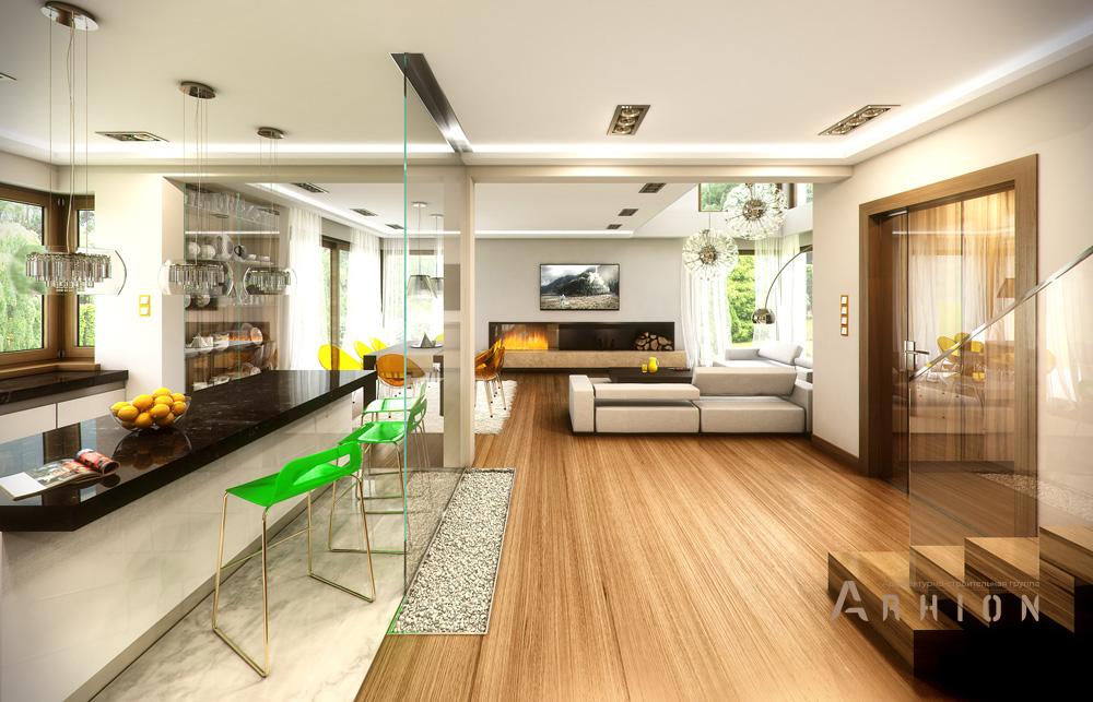 3. Проект двухэтажного дома в современном стиле с многоскатной кровлей, mp-325, площадью - 318 кв c терассой, балконом, гаражом, вторым светом