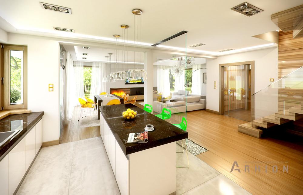 4. Проект двухэтажного дома в современном стиле с многоскатной кровлей, mp-325, площадью - 318 кв c терассой, балконом, гаражом, вторым светом