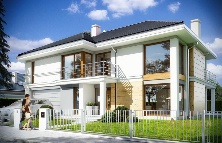 1. Проект двухэтажного дома в современном стиле с многоскатной кровлей, mp-325, площадью - 318 кв c терассой, балконом, гаражом, вторым светом