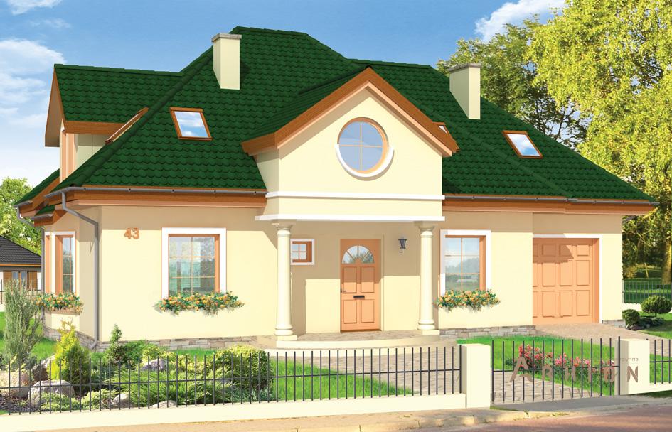 1. Проект одноэтажного дома в прованском стиле с многоскатной кровлей, mp-335, площадью - 220 кв c мансардой, терассой, балконом, гаражом, эркером