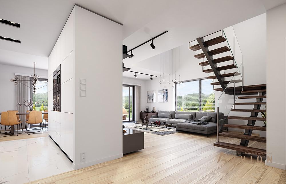 10. Проект одноэтажного дома в европейском стиле с двускатной кровлей, mp-338, площадью - 238 кв c мансардой, терассой, балконом, гаражом, вторым светом