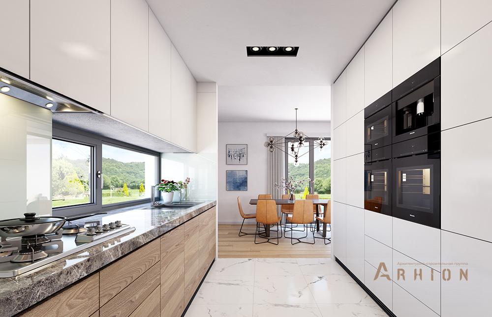 5. Проект одноэтажного дома в европейском стиле с двускатной кровлей, mp-338, площадью - 238 кв c мансардой, терассой, балконом, гаражом, вторым светом