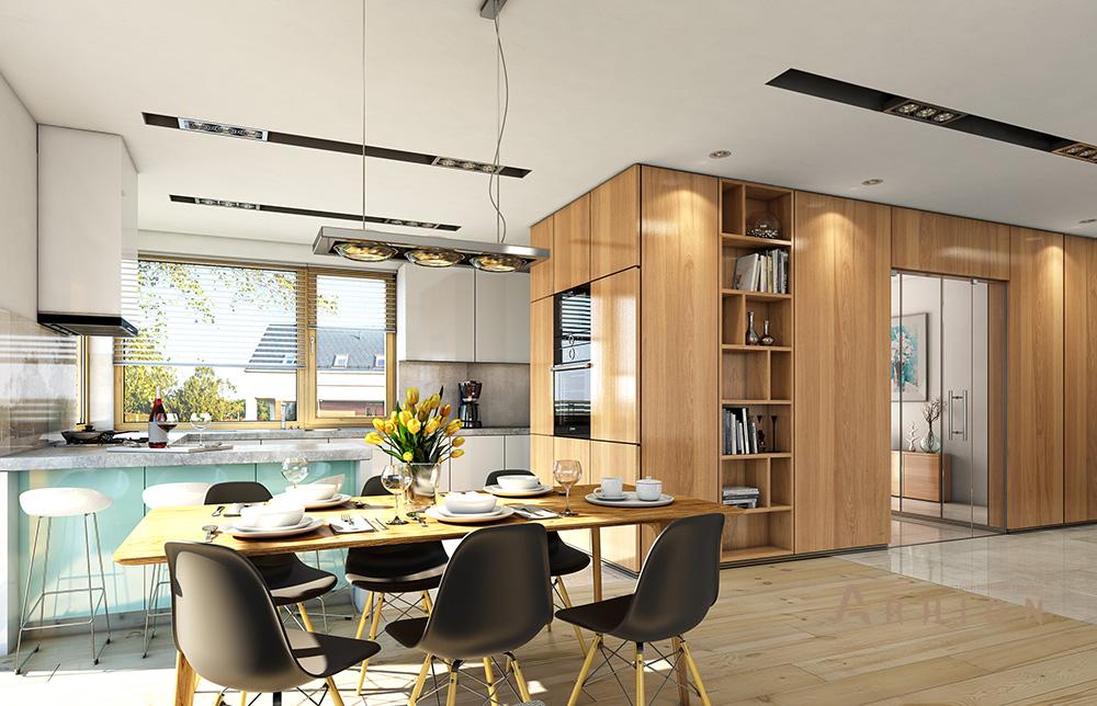 15. Проект одноэтажного дома в современном стиле с четырехскатной, mp-354, площадью - 238 кв c терассой, гаражом