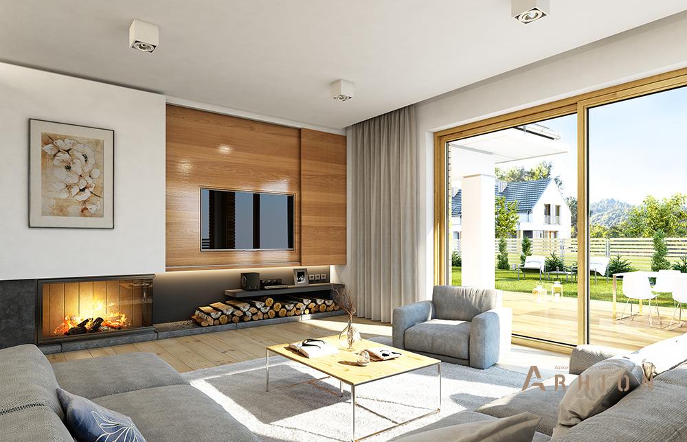 5. Проект одноэтажного дома в современном стиле с четырехскатной, mp-354, площадью - 238 кв c терассой, гаражом