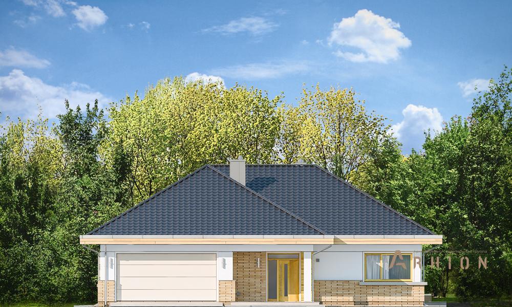 3. Проект одноэтажного дома в современном стиле с четырехскатной, mp-354, площадью - 238 кв c терассой, гаражом