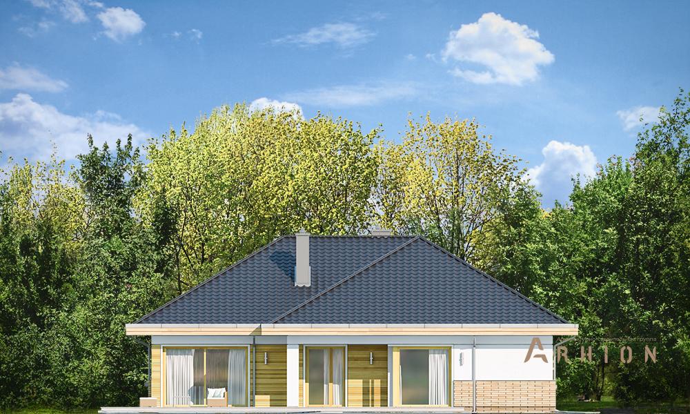 12. Проект одноэтажного дома в современном стиле с четырехскатной, mp-354, площадью - 238 кв c терассой, гаражом