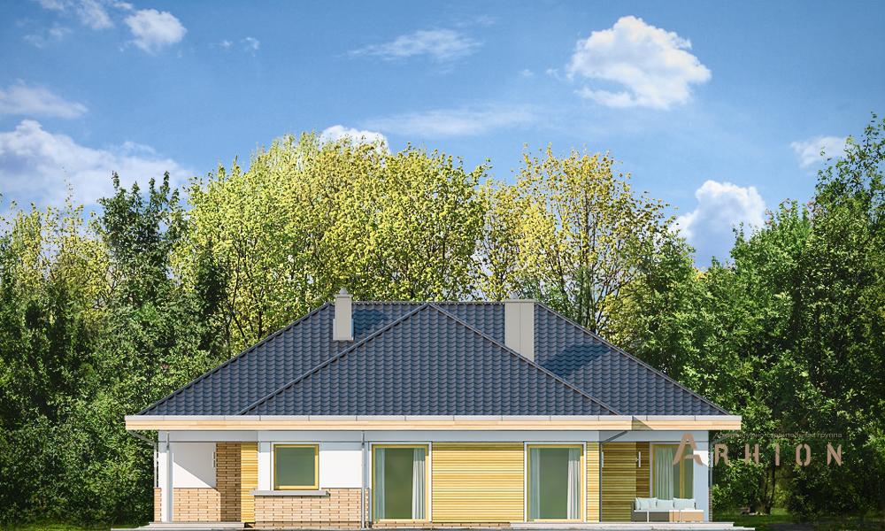 13. Проект одноэтажного дома в современном стиле с четырехскатной, mp-354, площадью - 238 кв c терассой, гаражом