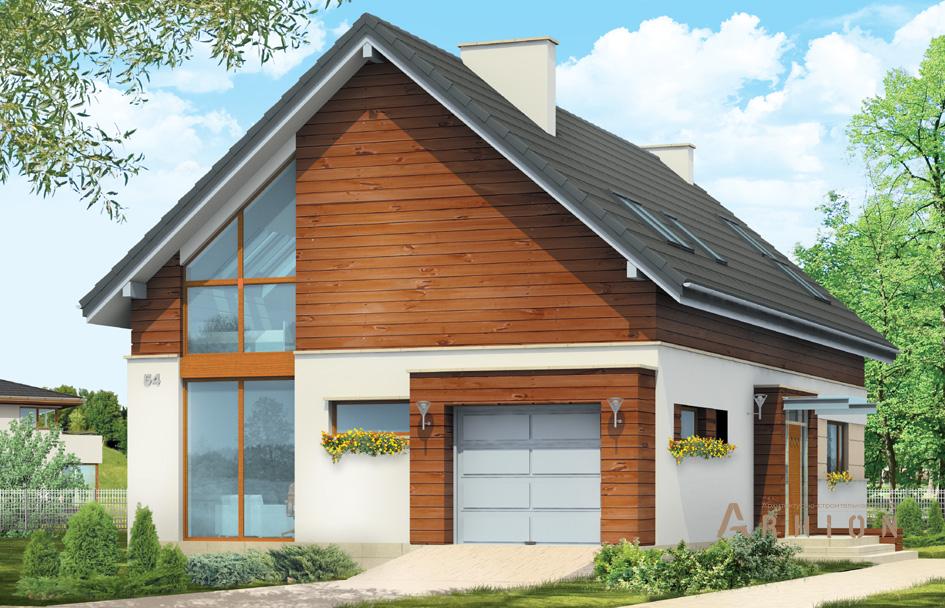 1. Проект одноэтажного дома в прованском стиле с двускатной кровлей, mp-356, площадью - 282 кв c мансардой, терассой, гаражом