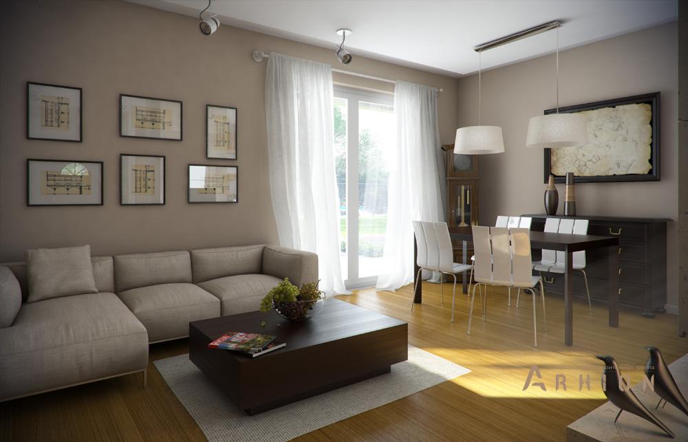 3. Проект одноэтажного дома в канадском стиле с двускатной кровлей, mp-375, площадью - 90 кв c терассой