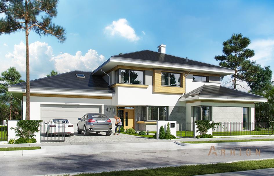 4. Проект двухэтажного дома в современном стиле с многоскатной кровлей, mp-379, площадью - 394 кв c терассой, гаражом