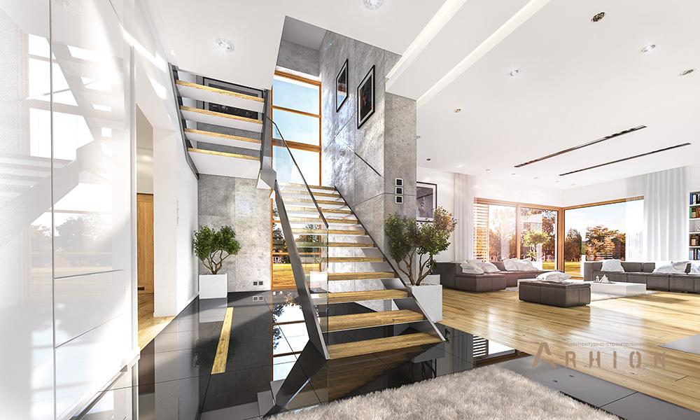 3. Проект двухэтажного дома в современном стиле с многоскатной кровлей, mp-379, площадью - 394 кв c терассой, гаражом