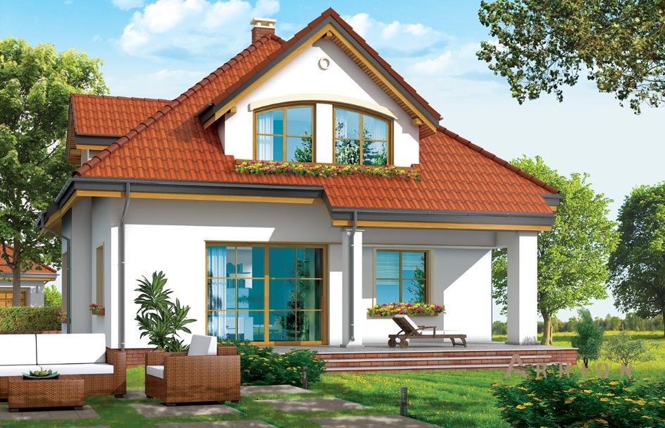 2. Проект одноэтажного дома в европейском стиле с четырехскатной, mp-382, площадью - 217 кв c мансардой, терассой, гаражом, эркером