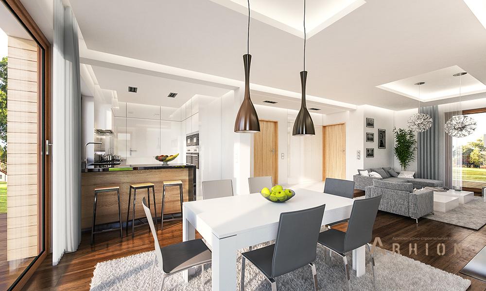 4. Проект двухэтажного дома в современном стиле с четырехскатной, mp-386, площадью - 207 кв c терассой, гаражом