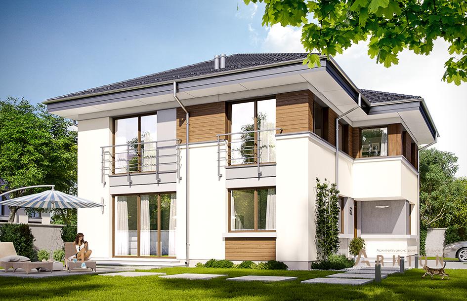 2. Проект двухэтажного дома в современном стиле с четырехскатной, mp-388, площадью - 229 кв