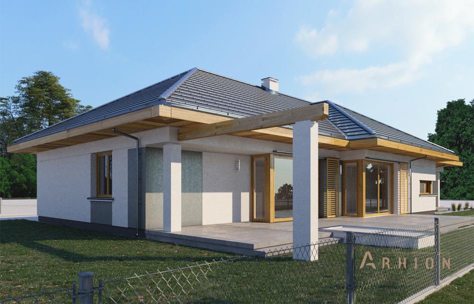 8. Проект одноэтажного дома в современном стиле с четырехскатной, mp-397, площадью - 180 кв c терассой, гаражом