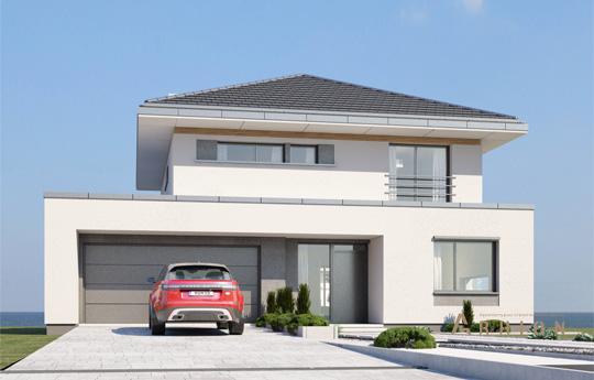 5. Проект двухэтажного дома в стиле Ллойда Райта (прерий) с четырехскатной, mp-398, площадью - 218 кв c терассой, гаражом, вторым светом