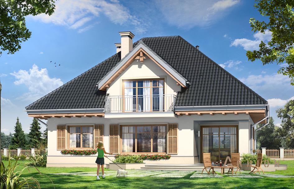 2. Проект одноэтажного дома в прованском стиле с многоскатной кровлей, mp-404, площадью - 235 кв c мансардой, терассой, балконом, гаражом