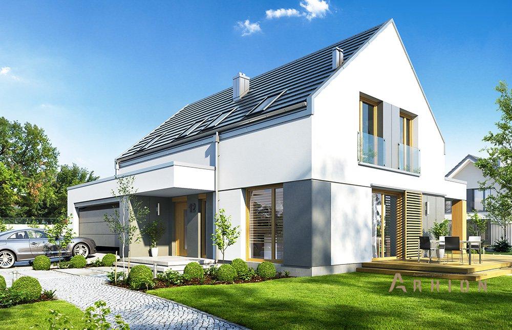 3. Проект одноэтажного дома в стиле барн с двускатной кровлей, mp-406, площадью - 204 кв c мансардой, терассой, гаражом