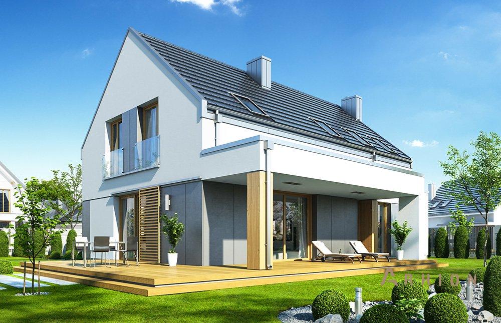 6. Проект одноэтажного дома в стиле барн с двускатной кровлей, mp-406, площадью - 204 кв c мансардой, терассой, гаражом