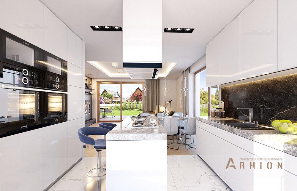 2. Проект одноэтажного дома в стиле барн с двускатной кровлей, mp-406, площадью - 204 кв c мансардой, терассой, гаражом