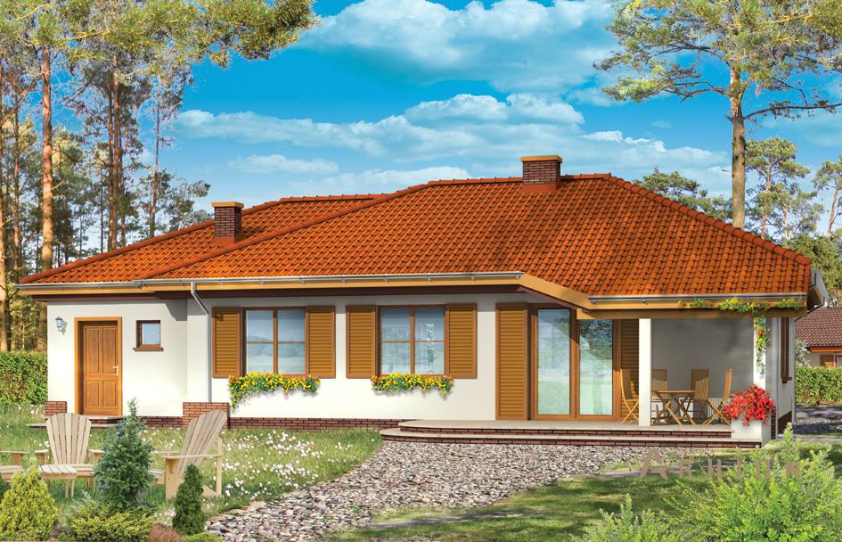 2. Проект одноэтажного дома в прованском стиле с многоскатной кровлей, mp-422, площадью - 154 кв c мансардой, терассой, гаражом