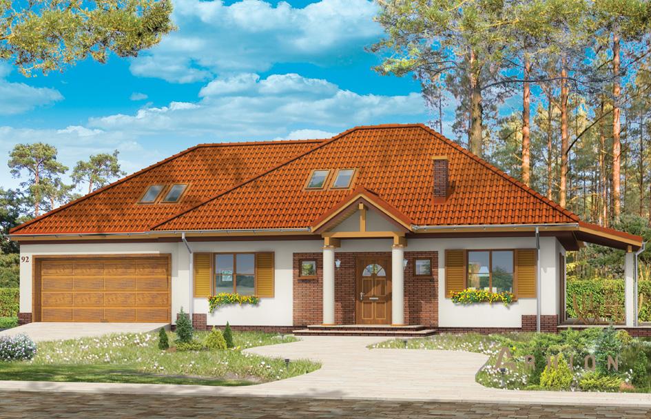 1. Проект одноэтажного дома в европейском стиле с многоскатной кровлей, mp-423, площадью - 237 кв c мансардой, терассой, гаражом