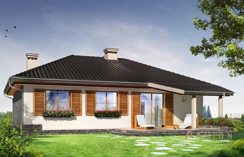 5. Проект одноэтажного дома в прованском стиле с четырехскатной, mp-424, площадью - 178 кв c мансардой, терассой