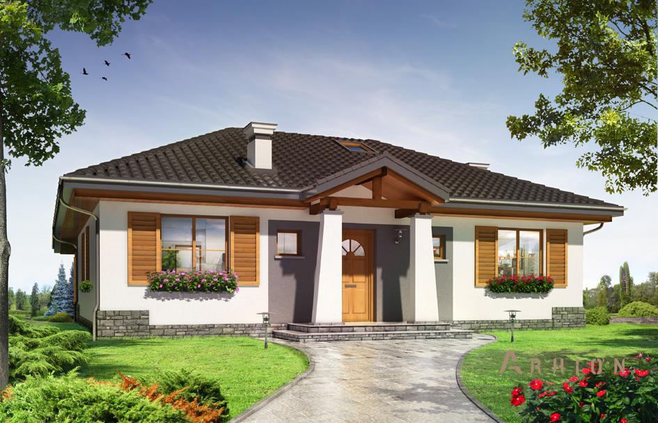 1. Проект одноэтажного дома в прованском стиле с четырехскатной, mp-424, площадью - 178 кв c мансардой, терассой