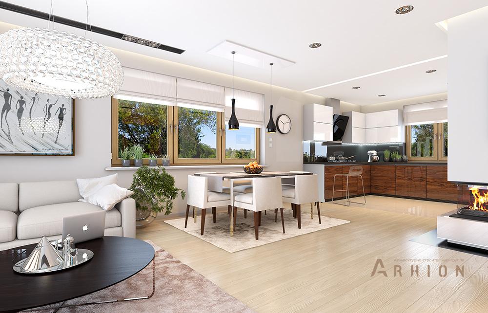 2. Проект одноэтажного дома в прованском стиле с двускатной кровлей, mp-443, площадью - 155 кв c терассой, гаражом