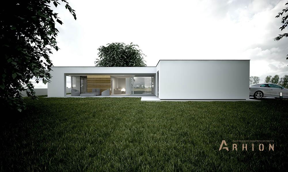 4. Проект одноэтажного дома в стиле минимализм с плоской кровлей , N-121, площадью - 127 кв c терассой