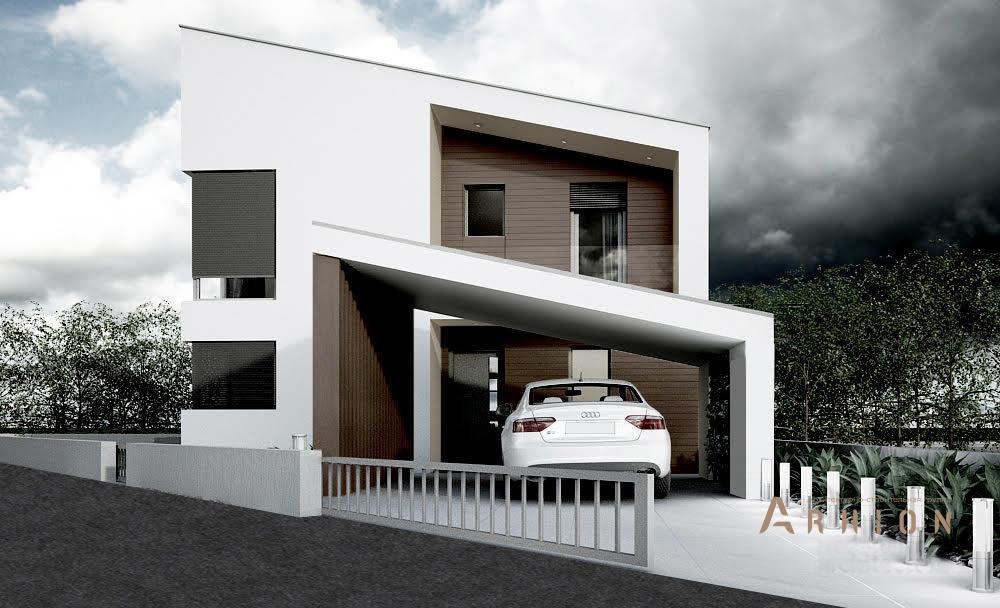 4. Проект двухэтажного дома в стиле минимализм с плоской кровлей , N-192, площадью - 138 кв c терассой, балконом