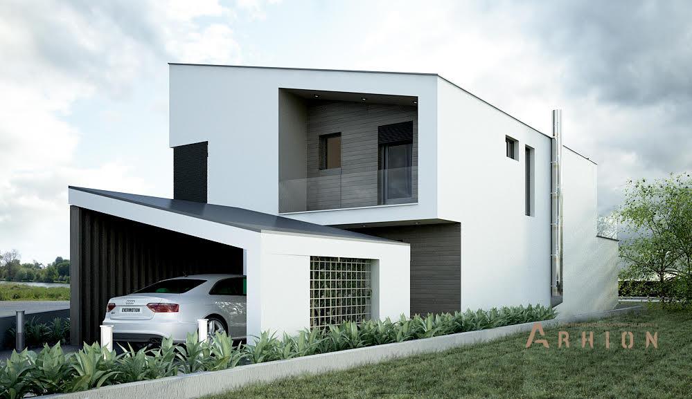 3. Проект двухэтажного дома в стиле минимализм с плоской кровлей , N-192, площадью - 138 кв c терассой, балконом