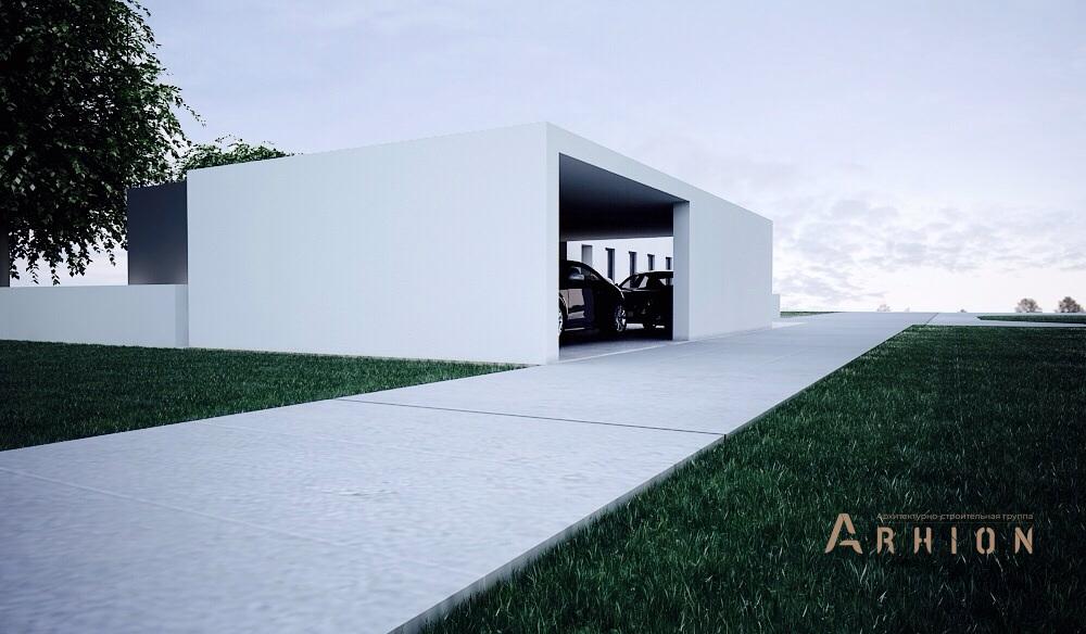 5. Проект одноэтажного дома в стиле минимализм с плоской кровлей , N-193, площадью - 800 кв