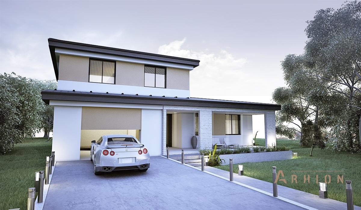 1. Проект двухэтажного дома в современном стиле с четырехскатной, N-210, площадью - 212 кв c гаражом