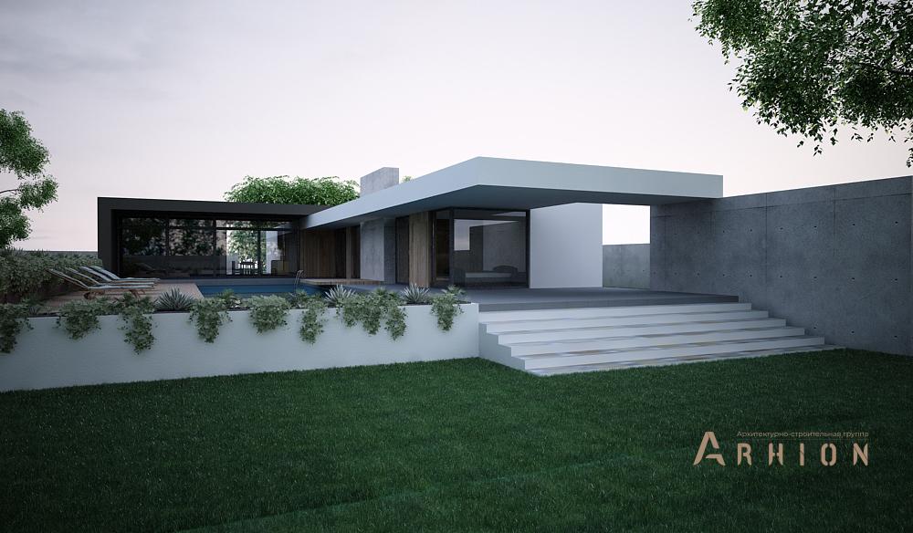 3. Проект одноэтажного дома в стиле минимализм с плоской кровлей , N-213, площадью - 600 кв