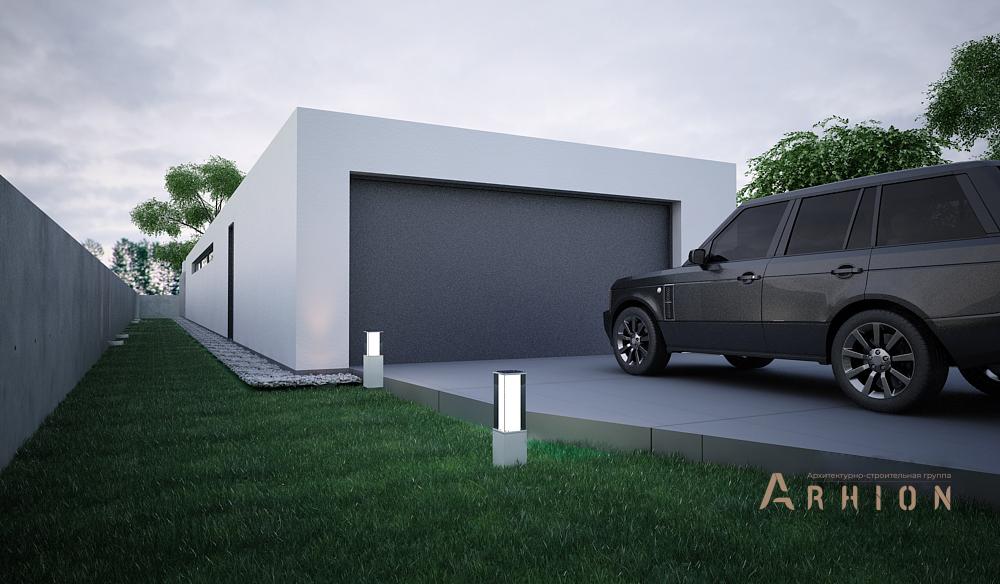 5. Проект одноэтажного дома в стиле минимализм с плоской кровлей , N-213, площадью - 600 кв