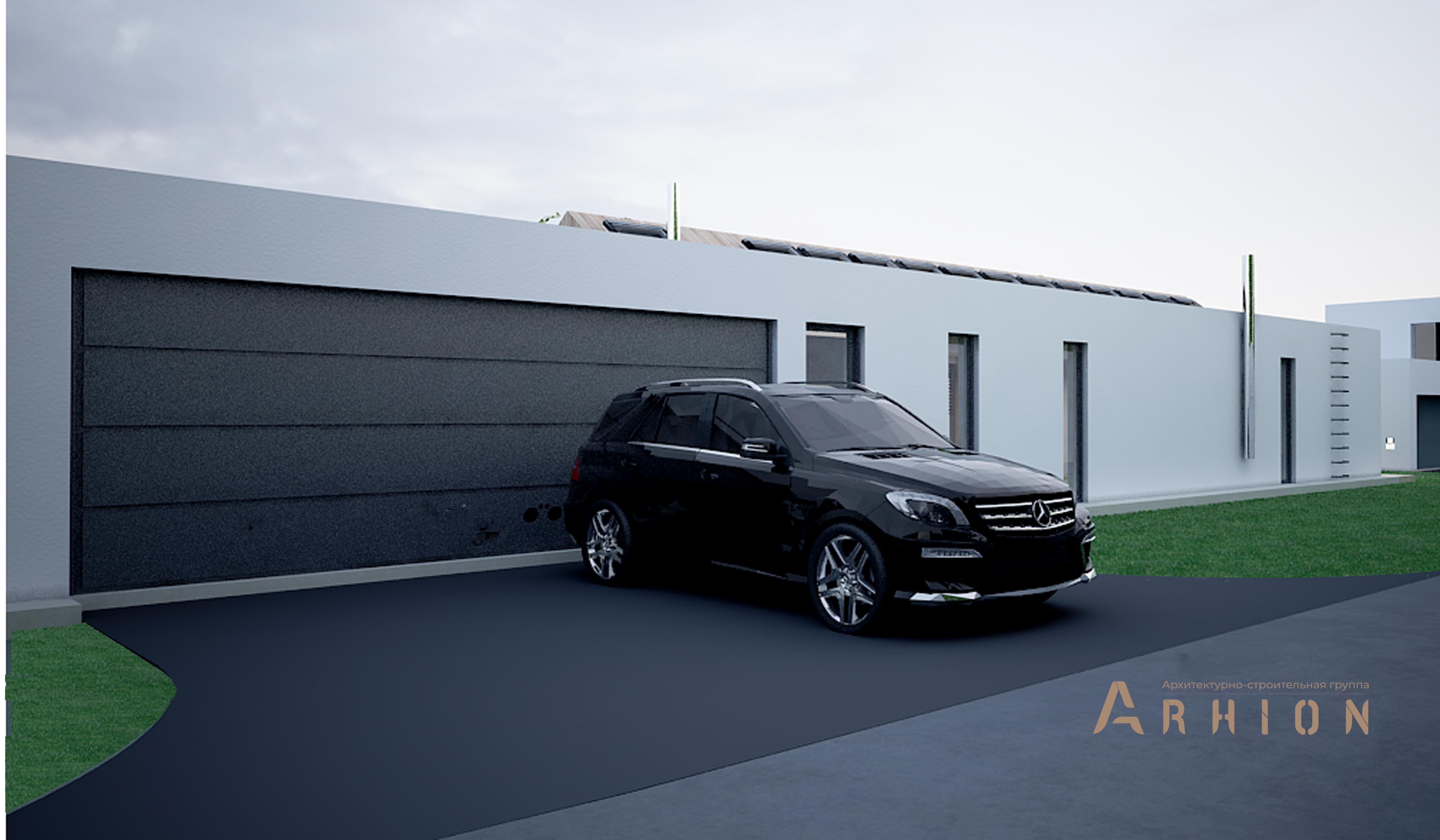 4. Проект одноэтажного дома в стиле хай-тек с плоской кровлей , N-217, площадью - 230 кв c терассой, гаражом