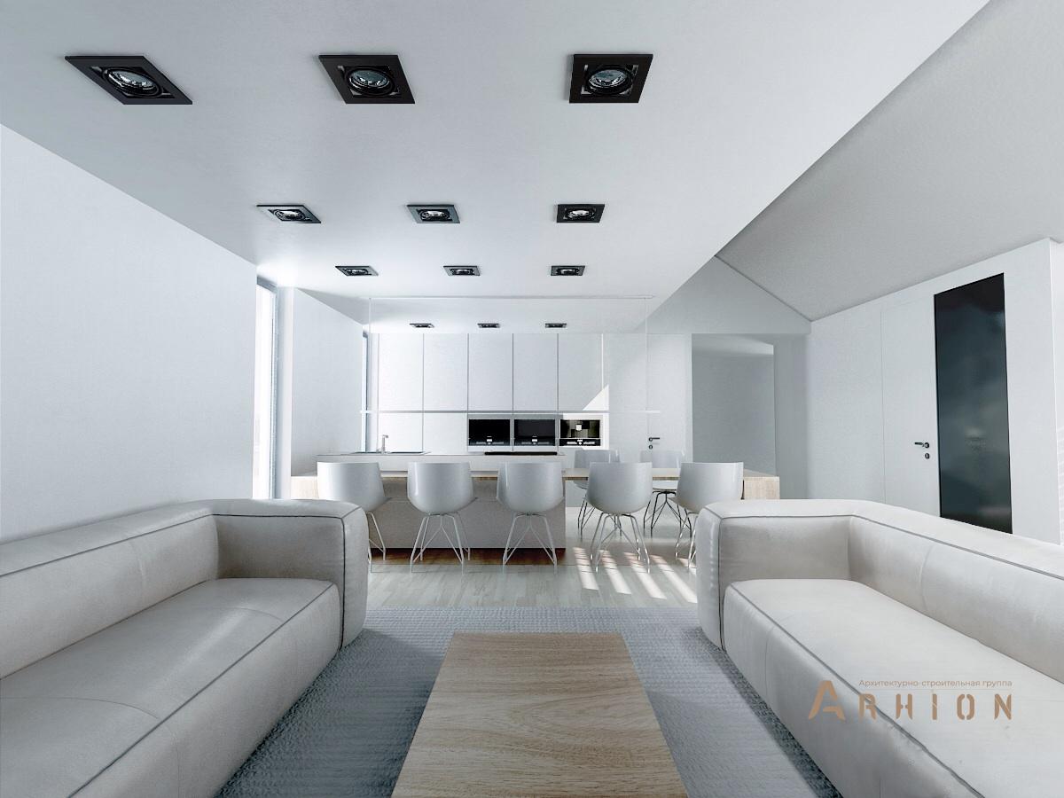 6. Проект одноэтажного дома в стиле хай-тек с плоской кровлей , N-217, площадью - 230 кв c терассой, гаражом