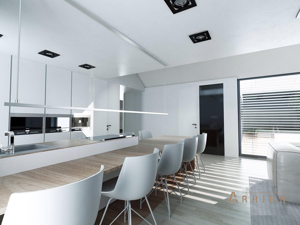 9. Проект одноэтажного дома в стиле хай-тек с плоской кровлей , N-217, площадью - 230 кв c терассой, гаражом