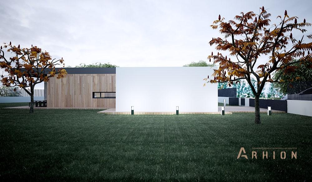 3. Проект одноэтажного дома в стиле хай-тек с плоской кровлей , N-245, площадью - 244 кв c терассой, гаражом